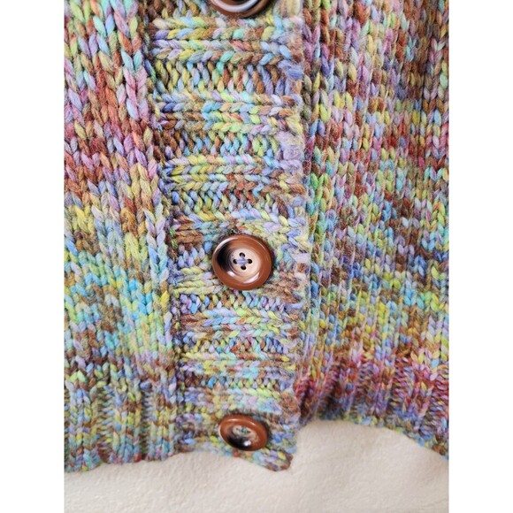 New Michelle Nicole Womens M Colorful Knit Button Up V-Neck Cardigan Sweater - Picture 2 of 9